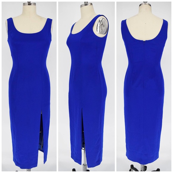 Oleg Cassini Dresses & Skirts - OLEG CASSINI Black Tie Vintage 80s Formal Gown Dress Royal Blue Size 4P Women's